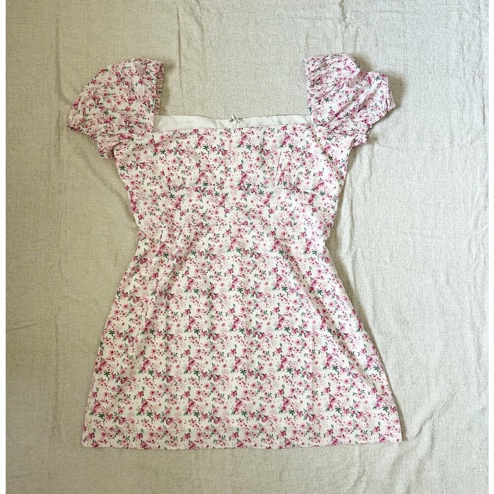 pink and white princess polly floral print short sleeve mini dress